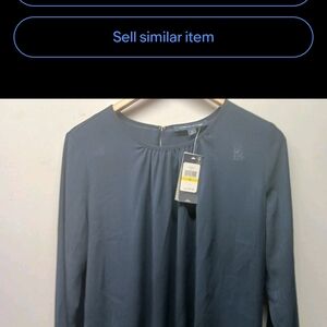 Tommy Hilfiger Long Sleeve Blouse Blue Polyeater Womens Size Medium MSRP $79.50